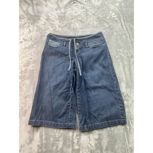 Vintage Lee Denim Mid Rise Capris Wide Jeans Womens Sz 11/12M  Blue Beach Shorts